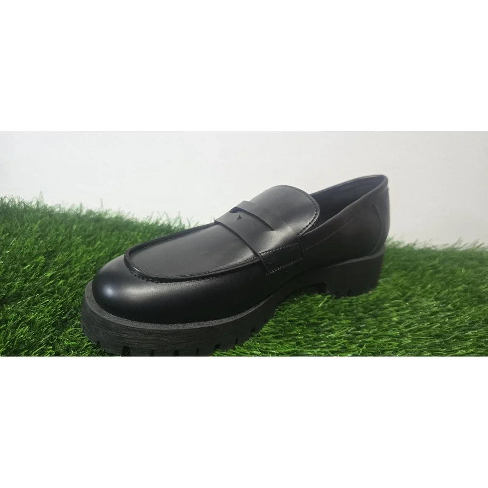 Steve Madden Shoes Womens Size 10 Black Loafers Platform Chunky Penny Lug Sole - Picture 2 of 11